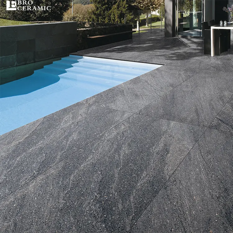 high quality 100% full body dark grey granite stone rough matt anti slip car parking decking pool side floor tile outdoor