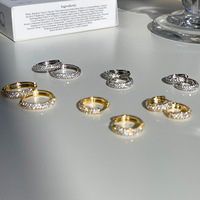 Pendientes de Aro Geométricos de Lujo Ligero para Mujer, de Aleación de Cobre con Aguja de Circonita Súper Brillante, Rodio 18K, de Alta Gama y Diseño Exclusivo