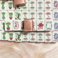 Jeu de Mahjong Américain de Luxe Moderne pour 4 Joueurs – Motifs Floraux et d'Oiseaux Vibrants – Tuiles en Acrylique Premium Résistantes à l'Eau – Portable et Idéal pour les Moments Sociaux