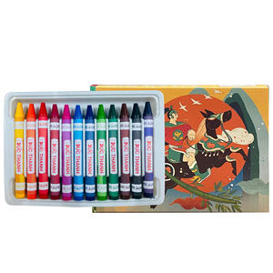สีเทียนสำหรับเด็ก 12 สี ผลิตจำนวนมาก ล้างออกได้ ปลอดสารพิษ อุปกรณ์ศิลปะสำหรับเด็กเล็ก ขายส่ง ราคาดีที่สุด - Product Image 1