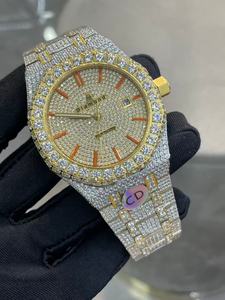 Montre mécanique de luxe en moissanite de qualité supérieure - entièrement sertie de diamants, or, acier inoxydable, montre de luxe pour homme, mode et affaires - Product Image 5