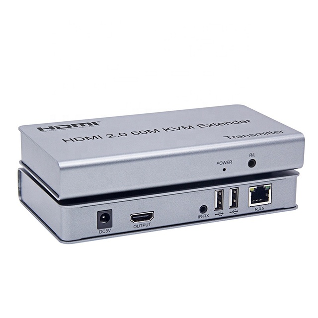 High Quality HDMI to Cat5e Cat6 RJ45 Converter HDCP 2.2 4K 60Hz 1080P 60M HDMI 2.0 KVM Extender 60 Meter With IR KVM USB