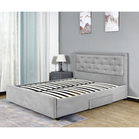 Cama King Size de Lujo para Adultos, Estilo Moderno de Mediados de Siglo, Tapizada en Terciopelo, con Almacenamiento, Cómoda y Suave, con Cajones, Ecológica