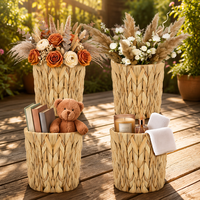4 paniers tissés pour plantes, paniers de rangement en rotin tissé de style bohème pour la décoration et le rangement de la chambre et du salon