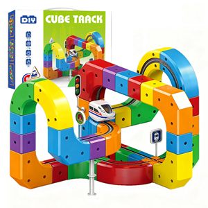 123 Piezas, Pista de Carreras Mágica Flexible para Armar, Tren STEM Electrónico, Cubos de Construcción, Juguetes de Rieles para Niños - Product Image 2