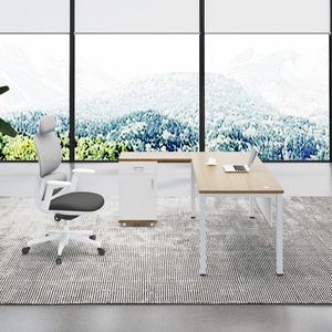 Bureau de direction de luxe en forme de L, table de bureau de PDG, poste de travail moderne pour cadres avec armoire de rangement - Product Image 3