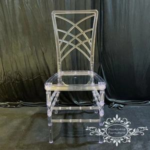 Sedia trasparente KD Rental Wedding Cross Back PC <span class=keywords><strong>per</strong></span> matrimoni, hotel, sale <span class=keywords><strong>da</strong></span> <span class=keywords><strong>pranzo</strong></span> e soggiorni. - Product Image 4