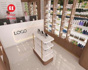 Diseño de Muebles Modernos para Tiendas de Atención Médica |   Mostrador de Exhibición Moderno para Tienda y Estantes de Madera Pintados a Medida de Doble Cara - Product Image 5