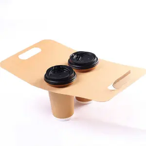 Papel Kraft para llevar taza Biodegradable taza de café a porteador