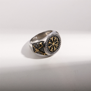 Bague de Fiançailles Homme en Acier Inoxydable Plaqué Or Rose, Style Rétro Gréco Athénien Classique, Sertissage Bezel Personnalisé, Vente en Gros - Product Image 1
