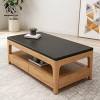 Table basse moderne en bois et marbre, écologique, prix usine, personnalisable, faible MOQ, livraison immédiate