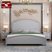 Lit en bois massif de style européen personnalisé, meuble de chambre à coucher, lit double sculpté simple, haute boîte de rangement