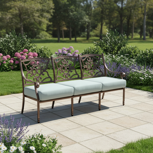 SH Luxury European Style Cast Aluminium Outdoor Sofa 2-3 Seater Ornate Carved Design <strong>Garden</strong> <strong>Loveseat</strong> <strong>for</strong> High-End Outdoor Living - Product Image 3