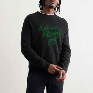 Design personnalisé Logo Nom de marque Motif Laine mélangée Pull en tricot Jacquard Laine Pull de golf pour hommes - Product Image 1