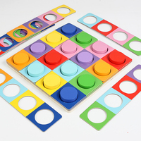 Juego Educativo de Madera para Niños, Tablero de Combinación de Colores, Entrenamiento de Pensamiento Lógico, Aprendizaje Temprano, Juego Cognitivo, Rompecabezas de Bloques de Construcción