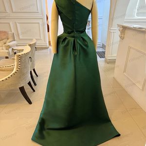 Vestidos de noche verdes africanos 2025 un hombro satén sirena plisado Aso Ebi lujoso vestido de fiesta tren desmontable personalizado - Product Image 3