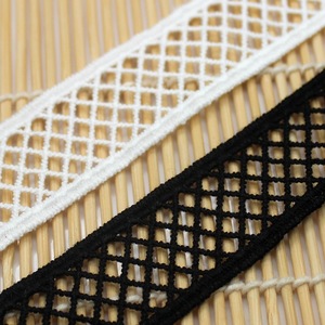 Offres Spéciales grille dentelle maille lait soie dentelle garnitures légèreté doux blanc noir bricolage à la main fille vêtement robe - Product Image 3