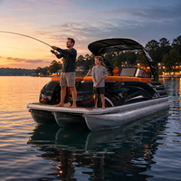 Bateau ponton en aluminium spacieux de 22 pieds, 200 CV, 12 personnes, avec échelle de bain, table, salon avant, pour fêtes aquatiques et vacances, certifié CE