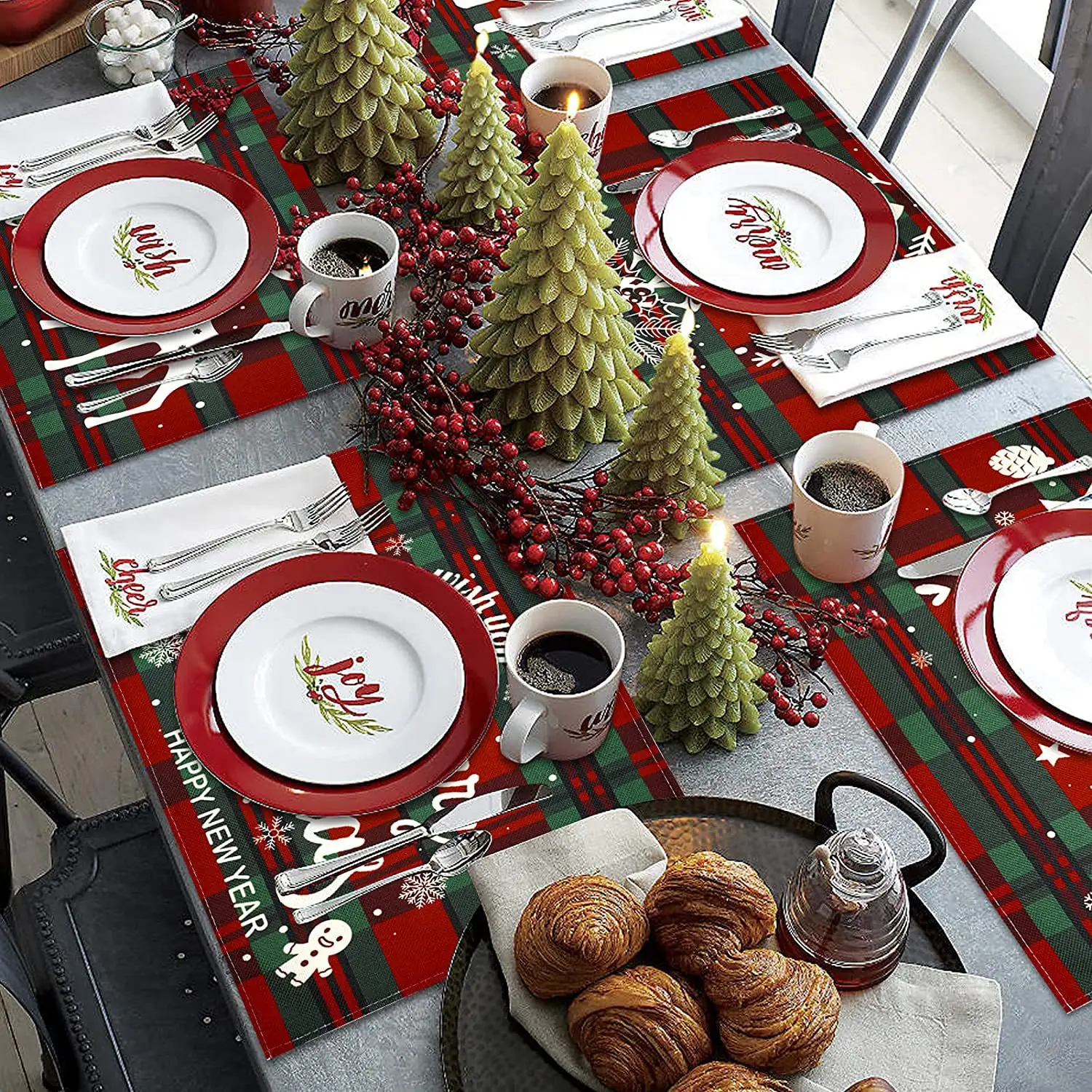 Doek Placemats 100% Katoen Set Van 4 Decoratieve Wasbare Tafel Placemat Voor Geschenken, Dineren, Vakanties, Buffet Feesten & Bruiloft,