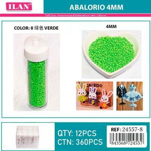 Ilan Abalorio Perline verdi da 4 mm per artigianato e creazione di gioielli - Product Image 2