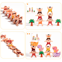 Jeu de blocs de construction en bois pour enfants, dinosaures et hommes primitifs, vente en gros OEM ODM