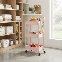 Chariot roulant métallique 3 niveaux, étroit, avec trous de drainage, roues pivotantes à 360°, organisateur de bureau multifonctionnel, étagère de rangement – Grande Vente