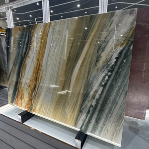 Carrelage en dalle de qualité supérieure, aspect marbre doré véritable italien moderne, écologique, imperméable, poli, pour la décoration des murs et sols du salon, 2025 - Product Image 3