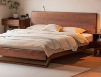 Chambre à coucher classique et moderne en bois de teck massif, taille personnalisée réglable, lit design
