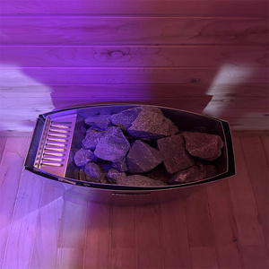 Sauna Elettrica Personalizzata per Esterni per 2-4 Persone, in Legno Massello, con Funzione Vapore Secco e Umido, Vasca per Immersione a Freddo e Bagno di Ghiaccio per Villa e Parco - Product Image 3