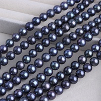 Perles rondes de Tahiti de 8 mm, presque parfaites, de couleur naturelle, non-nucléées, perles en vrac, eau douce naturelle, accessoires de bijoux DIY