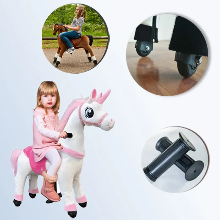 Ponyfunny לרכב על צעצוע סוס פוני לרכב על פוני מחזור לרכב על סוס נדנדה עם גלגלים, לרכב על בעלי החיים צעצוע