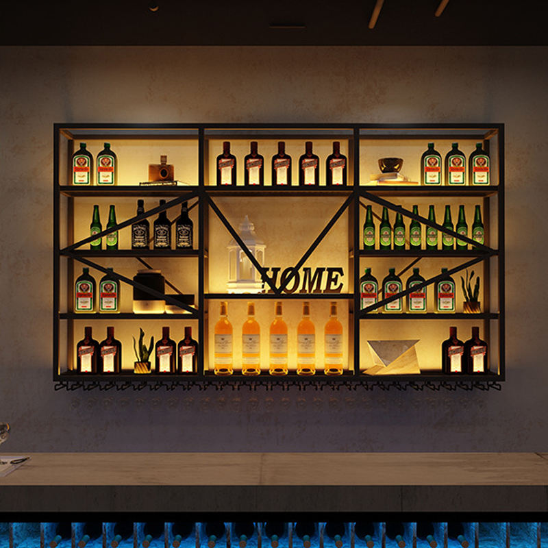 Portabottiglie Da Parete Moderno In Metallo - Espositore Per Vini Con Scaffali In Vetro, 120 Cm - Foto 4