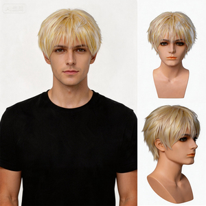 Peluca de <span class=keywords><strong>Cosplay</strong></span> Premium Sintética Corta Rubia en Capas para Niño, Fibra Resistente al Calor, Suave, Estilo <span class=keywords><strong>Anime</strong></span> para Cosplayer y Uso Diario - Product Image 2