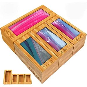 Ziplock Bag Storage Bag Bamboo Ziplock Bag Storage Organizer For Kitchen Drawer Baggie Organizer Box Suitable For Ziplock Bag