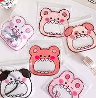 Sac refermable à fermeture éclair avec motif d'animaux mignons à grande bouche, petit sac de rangement en PE pour bijoux, bonbons, accessoires pour cheveux, emballage