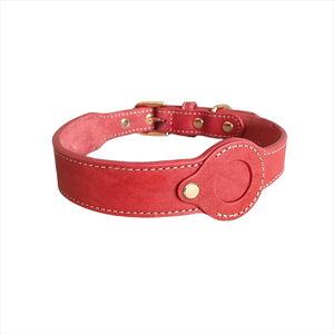 Echte, waterdichte, zachte, verstelbare honden- en kattenhalsbanden van echt rundleer met anti-verlies Apple GPS-tracking en Airtag-houder - Product Image 3