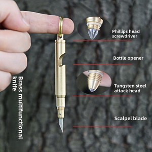 Outil de survie EDC multifonctionnel pour l'extérieur, ouvre-<span class=keywords><strong>bouteille</strong></span>, tournevis, tête en tungstène, brise-vitre, porte-clés, mini couteau portable - Product Image 1