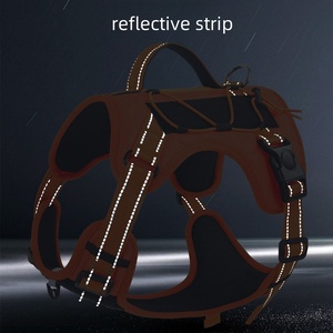 Harnais Réfléchissant Réglable en <span class=keywords><strong>Maille</strong></span> d'Air 3D avec Autocollant pour Chien, Harnais Tactique Oxford pour Grands Chiens avec Poignée - Product Image 4