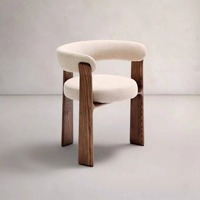 Chaise de salle à manger incurvée de style Wabi Sabi, fauteuil minimaliste italien de luxe en bois massif, chaise de loisirs rembourrée et confortable pour la maison