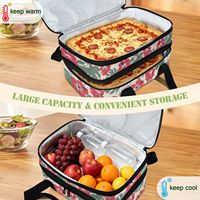 Sac isotherme double compartiment pour plats à emporter, motif floral hawaïen, en aluminium, pour fêtes et pique-niques