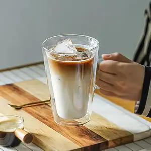 Di alta qualità 13oz tazza di vetro di tè resistente al calore con manico per bere