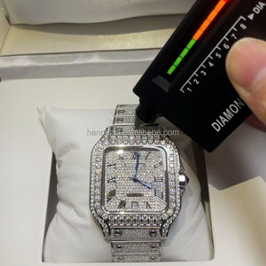 Reloj de movimiento automático de moissanita de acero inoxidable 316L D VVS estilo Hip Hop caja rectangular esfera analógica probador de diamantes aprobado - Product Image 5