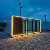 Cápsula Espacial Industrial de Luxo em Painel Sanduíche Pré-fabricado Cinza Escuro Apple Cabin, Casa Modular Portátil, Escritório Pod para Quintal Externo