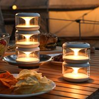 Lampe de chevet LED portable rechargeable sans fil avec base de charge, lumière d'ambiance empilable, lampe bougie rechargeable