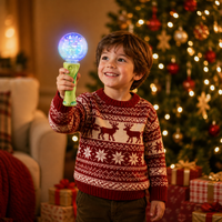 Baguette Magique Lumineuse Portable Mini LED Père Noël ABS, Jouet Flottant de Noël pour Enfants, Décorations et Cadeaux de Noël