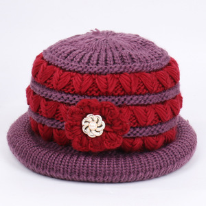 Chapeau bob en tricot d'hiver avec bordure rouge rose, chaud et épais pour femmes, protection du cou, pare-soleil pour le cyclisme en plein air - Product Image 3