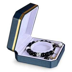 Elegant Bracelet Box Luxury Hinged PU Leather Jewelry Packaging Box Velvet <b>Insert</b> Foil Stamping Custom Logo OEM ODM Accepted - Product Image 4