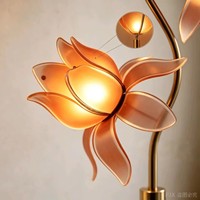 Lampadaire de luxe en fer forgé floral pour hôtel, 4 abat-jour en verre rose, LED E26, lumière sur pied moderne, intensité réglable, haute luminosité, pour salon