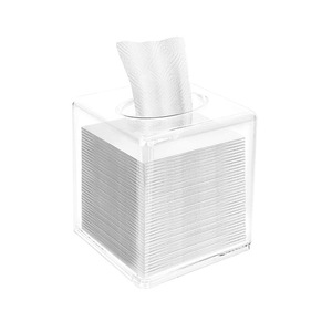 Boîte à mouchoirs carrée en acrylique transparent, distributeur de serviettes, moderne, pour bureau, comptoir, salle de bain - Product Image 1