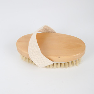 Cepillo de masaje de mango largo con cerdas rectangulares, exfoliante corporal de madera natural para baño - Product Image 3